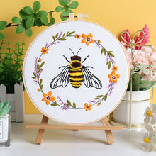 Load image into Gallery viewer, Flowers &amp; Bee Scenery Embroidery DIY Kit 20cm
