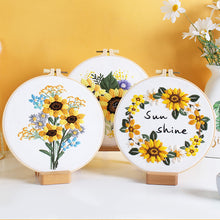 Load image into Gallery viewer, Sunflowers Bouquet Embroidery DIY Kit 20cm
