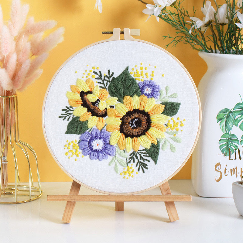 Sunflowers Bouquet Embroidery DIY Kit 20cm