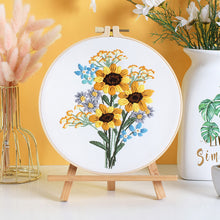 Load image into Gallery viewer, Sunflowers Bouquet Embroidery DIY Kit 20cm
