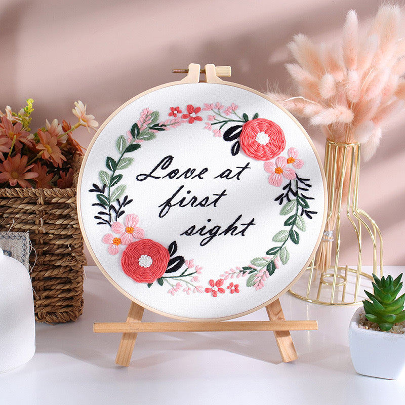 Quotes and Flowers Embroidery DIY Kit 20cm