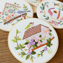 Charger l&#39;image dans la galerie, Birdhouse with bird and Flowers Embroidery DIY Kit 20cm
