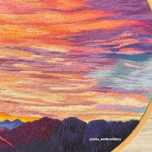 Charger l&#39;image dans la galerie, Original Thread Painting - Colorful Sunset Scenery - Embroidery size 8”
