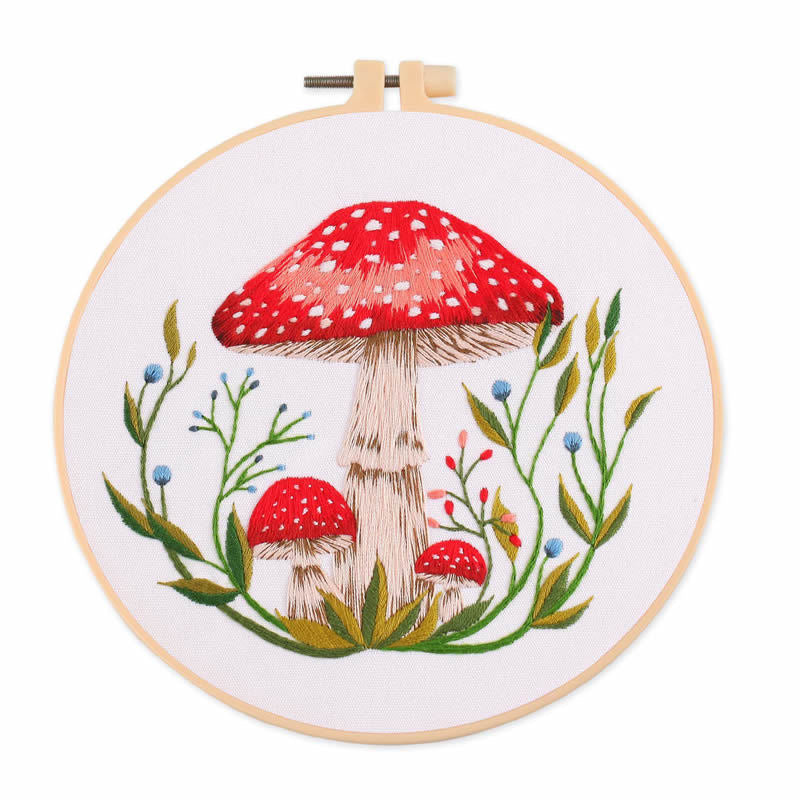 Red Mushrooms Hand Embroidery DIY Kit 20cm