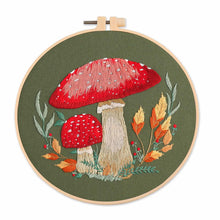 Load image into Gallery viewer, Red Mushrooms Hand Embroidery DIY Kit 20cm
