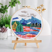 Load image into Gallery viewer, River Mountain scenery Landscape Hand Embroidery DIY Kit 20cm
