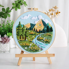 Load image into Gallery viewer, River Mountain scenery Landscape Hand Embroidery DIY Kit 20cm

