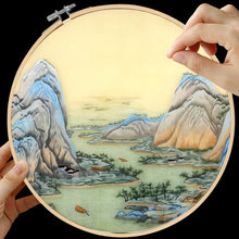 Load image into Gallery viewer, DIY Silk Embroidery kit Chinese Mountains 20cm
