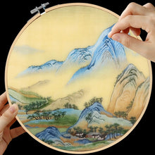 Load image into Gallery viewer, DIY Silk Embroidery kit Chinese Mountains 20cm
