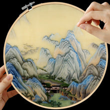 Load image into Gallery viewer, DIY Silk Embroidery kit Chinese Mountains 20cm
