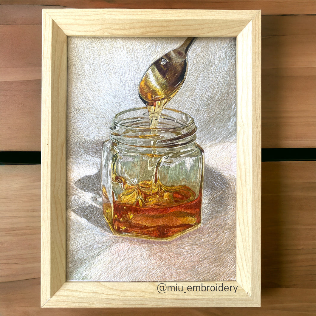 Original Thread Painting A4 size - Jar of Honey (Framed)