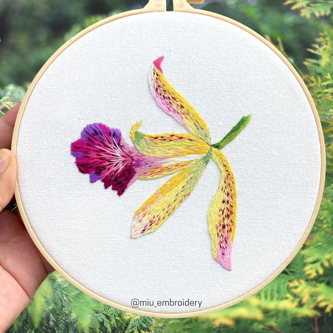 Order to make- Hand Embroidered Hoop Art - Colorful Orchid