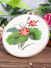 Load image into Gallery viewer, Dragonfly on Lotus Needle Painting Hand Embroidery Kit
