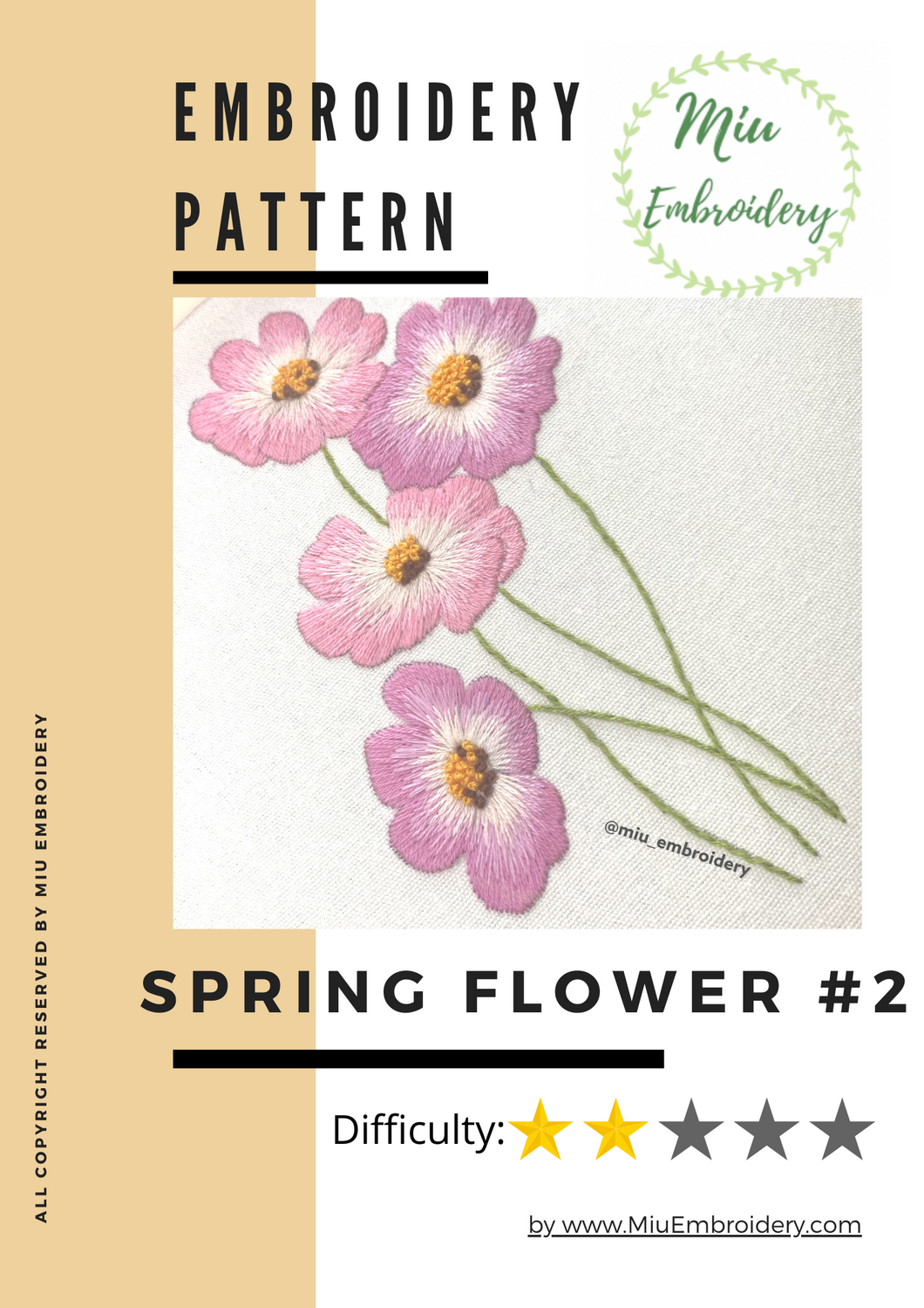 Spring Flower 2 PDF Embroidery Pattern  + Video Tutorial