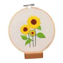 Load image into Gallery viewer, Beginners Sunflowers  Hand Embroidery Kit 20cm
