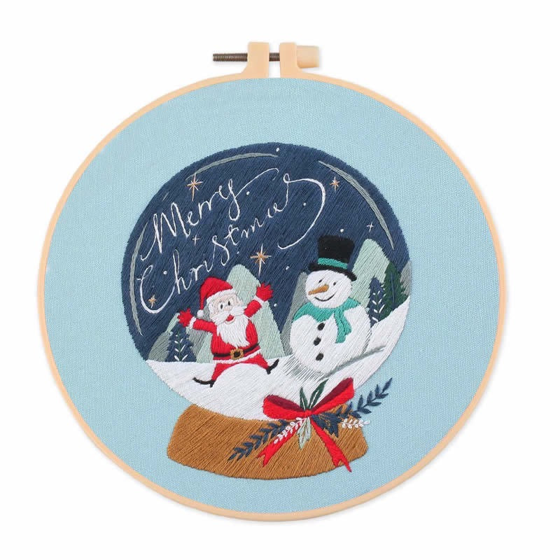 Christmas Snow Globes DIY Hand Embroidery Kit 20cm
