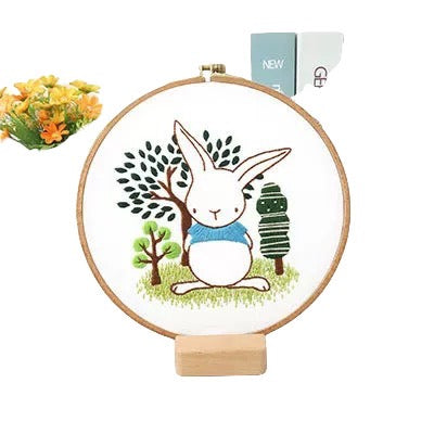 Cute Cartoon Animals Hand Embroidery Kit 20cm