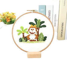 Load image into Gallery viewer, Cute Cartoon Animals Hand Embroidery Kit 20cm
