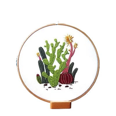 Cactus in Garden DIY Hand Embroidery Kit 20cm