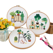 Load image into Gallery viewer, Cat &amp; Plants DIY Hand Embroidery Kit 20cm
