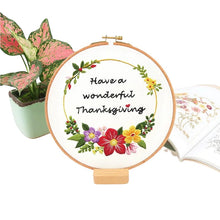 Load image into Gallery viewer, Season Greetings Flowers Hand Embroidery Kit 20cm
