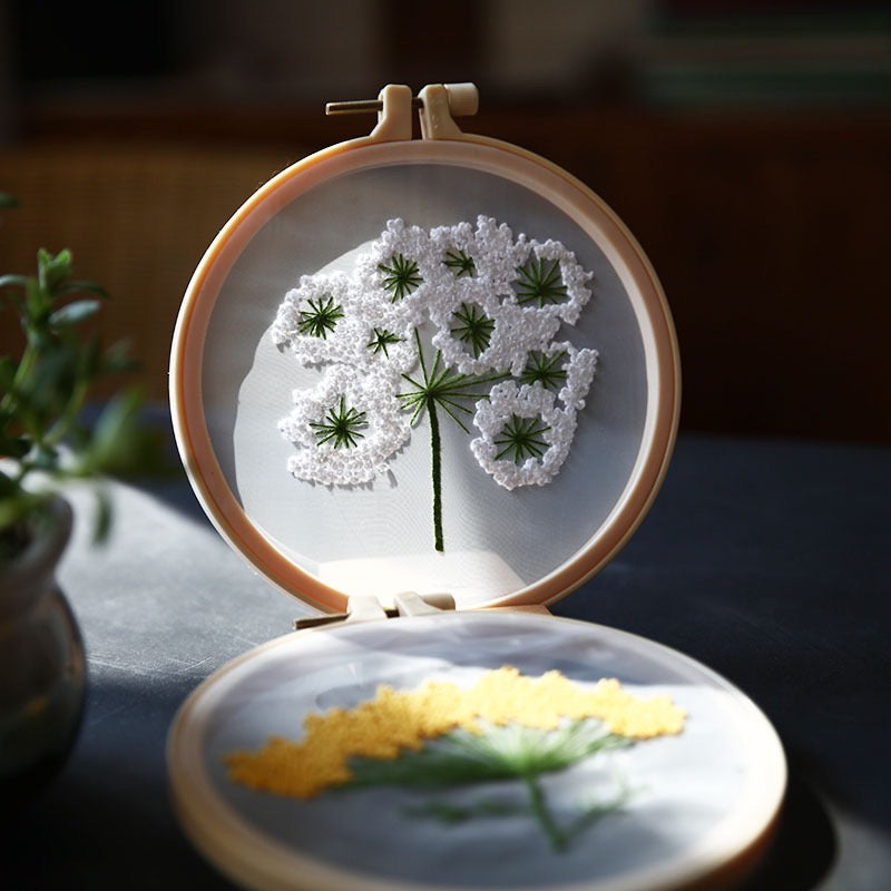 Dandelions on Organza DIY Hand Embroidery Kit 15cm