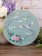 Charger l&#39;image dans la galerie, Chinese Style Crane &amp; Flowers Hand Embroidery Full Kit 8 inch
