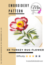 Load image into Gallery viewer, 3D Turkey Rug Flower PDF Embroidery Pattern  + Video Tutorial
