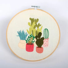 Load image into Gallery viewer, Beginners Green Plants Hand Embroidery Kit 20cm
