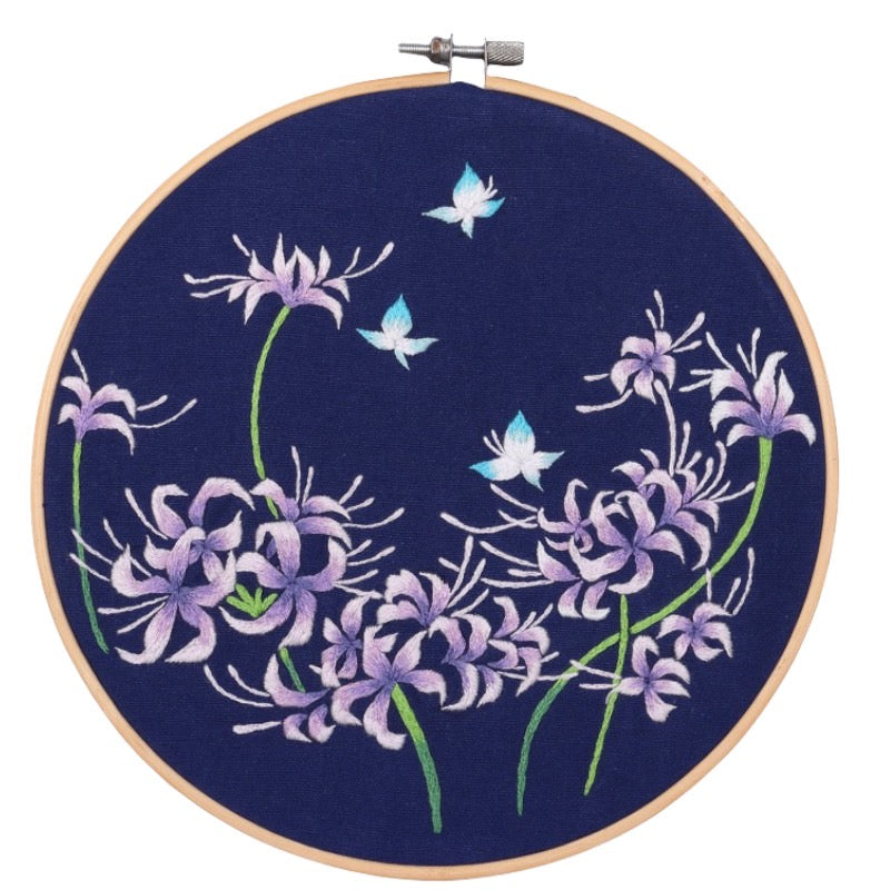 Purple Spider-Lily Hand Embroidery Kit 8”