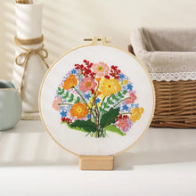 Load image into Gallery viewer, Modern Flower Bouquet DIY Hand Embroidery Kit 20cm
