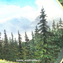 Load image into Gallery viewer, Hand Embroidered Hoop 8” - The Forest (with watercolor painting)
