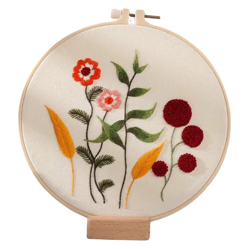 Garden Flowers 6 Hand Embroidery Kit 8”