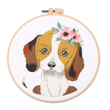 Load image into Gallery viewer, Puppy Pet Portait DIY Hand Embroidery Kit 20cm

