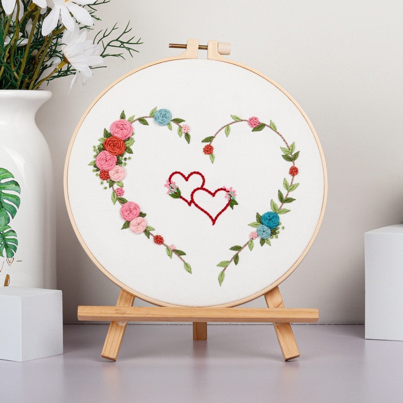 Love Heart Hand Embroidery DIY Kit 20cm
