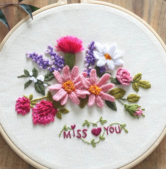 Purple Blossom Hand Embroidery Kit - Stitched Modern