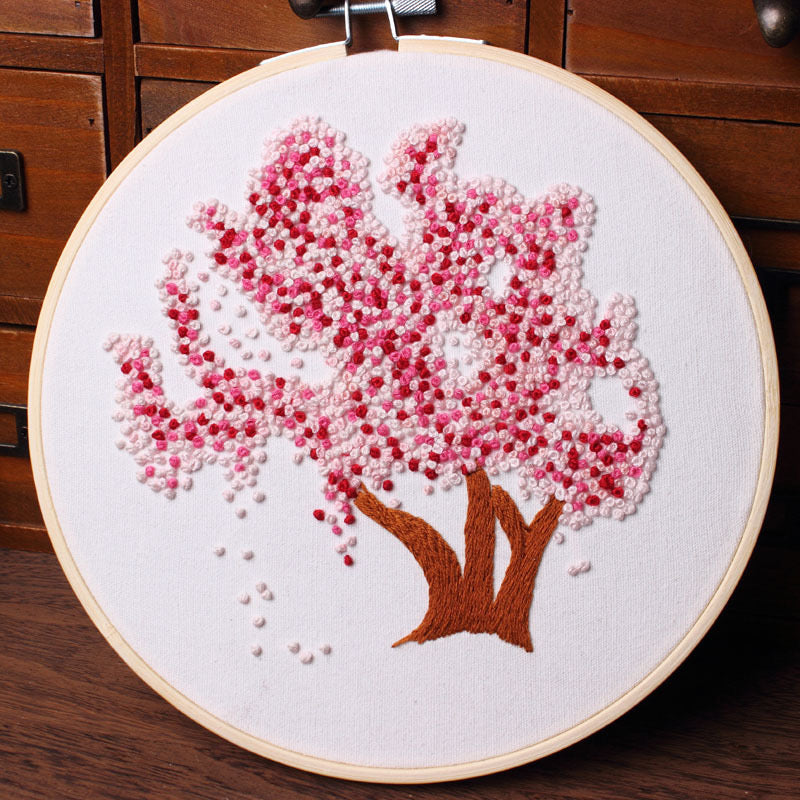 French Knot Trees Hand Embroidery DIY Kit 20cm