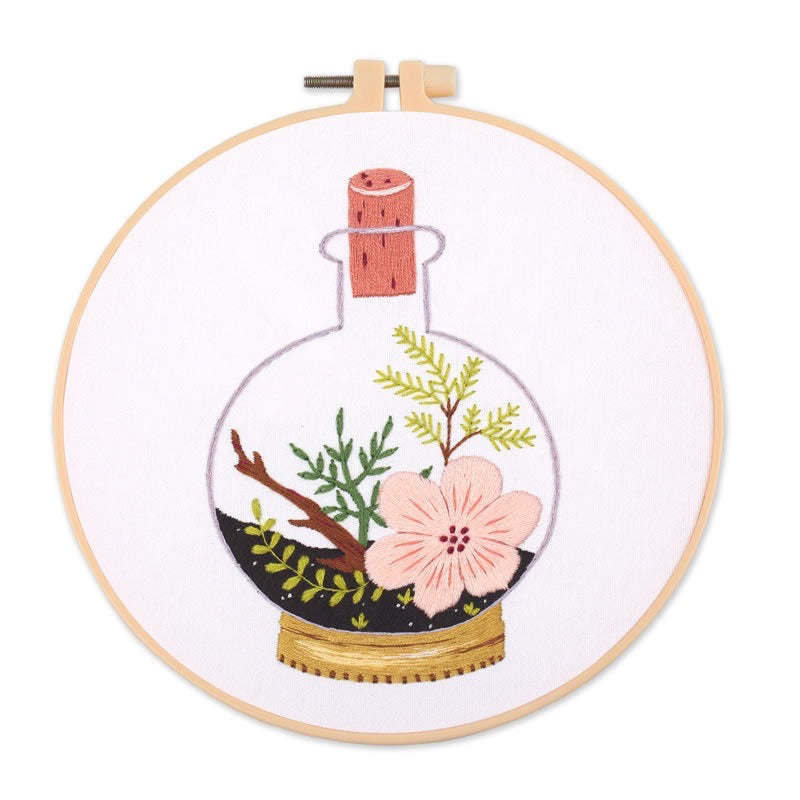 Plants in Bottle DIY Hand Embroidery Kit 20cm