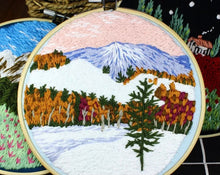 Load image into Gallery viewer, Thread Painting Mountain View DIY Hand Embroidery Kit 20cm

