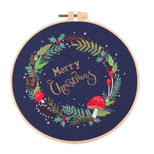 Load image into Gallery viewer, Christmas Wreath DIY Hand Embroidery Kit 20cm
