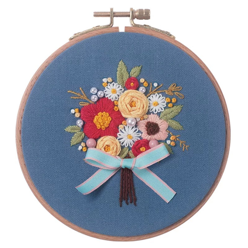 DIY Little Flower Bouquet Hand Embroidery Kit 12.5cm