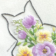 Charger l&#39;image dans la galerie, Floral Cat 1 PDF Embroidery Pattern  + Video Tutorial

