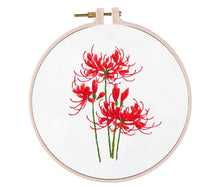 Load image into Gallery viewer, Red Spider Lily Flower Hand Embroidery Full Kit 20cm
