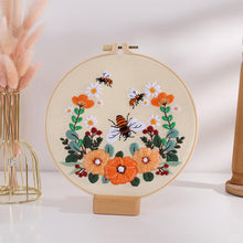 Load image into Gallery viewer, Bees &amp; Flowers Hand Embroidery DIY Kit 20cm
