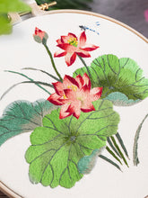 Load image into Gallery viewer, Dragonfly on Lotus Needle Painting Hand Embroidery Kit
