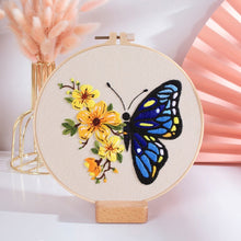 Load image into Gallery viewer, Floral Butterfly 1 Hand Embroidery Kit 20cm
