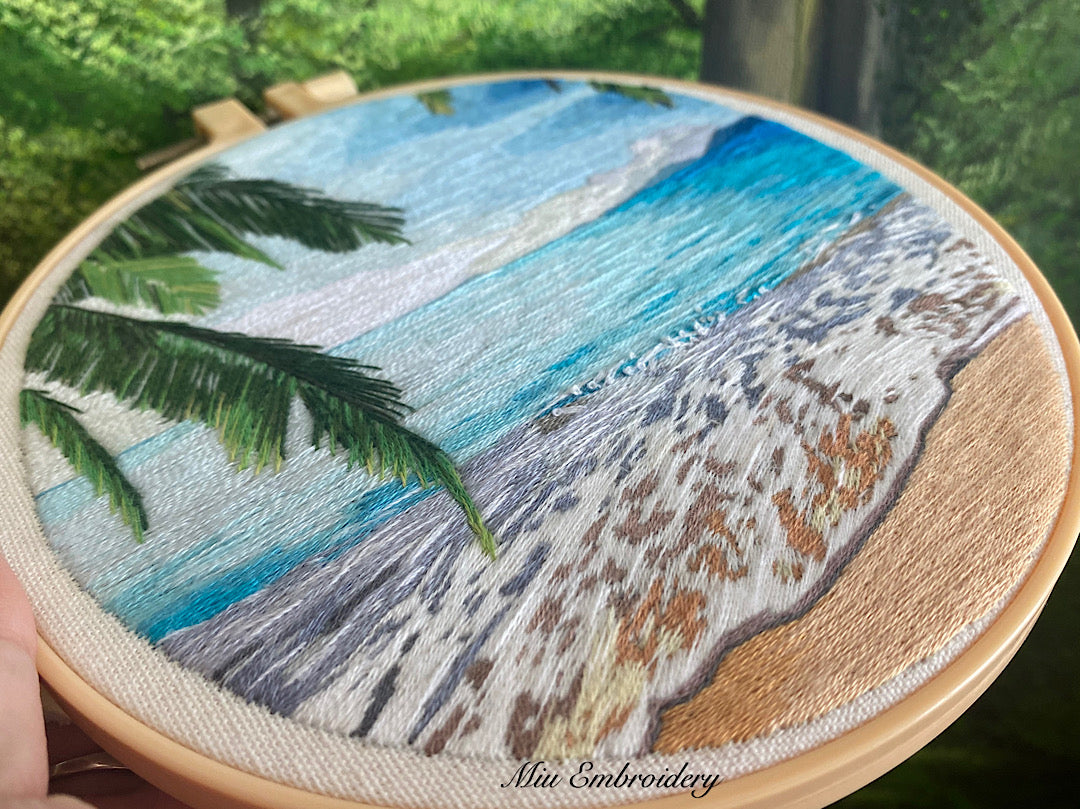 Embroidery Pattern, The Beach, PDF Instant Download + 3 hrs Video Tuto ...