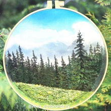 Load image into Gallery viewer, Hand Embroidered Hoop 8” - The Forest (with watercolor painting)
