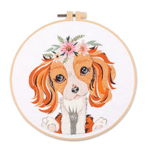 Load image into Gallery viewer, Puppy Pet Portait DIY Hand Embroidery Kit 20cm
