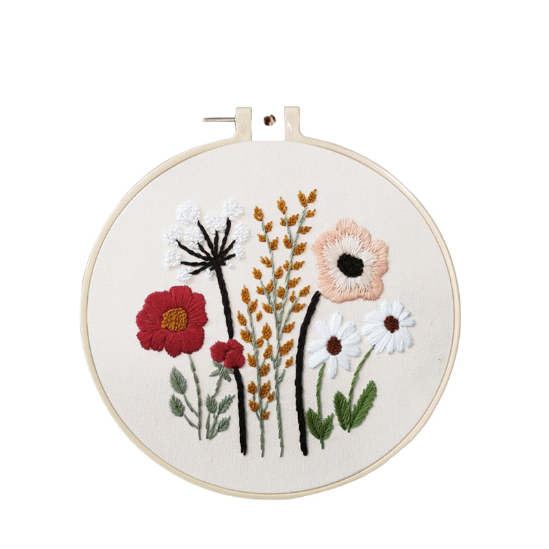 Botanical Wild Flowers Hand Embroidery Kit 20cm